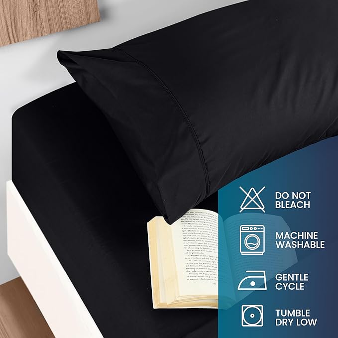 Utopia Bedding Queen Size 4 Piece Sheet Set - Brushed Microfiber - Soft Bed Sheets for Queen Size Bed Set - Includes 1 Fitted, 1 Flat, & 2 Pillow Cases - Deep Pocket (Black)