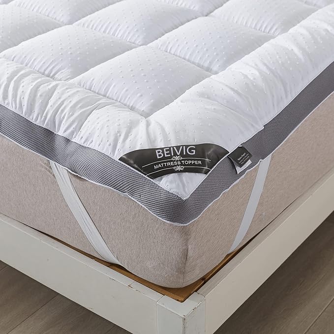 Mattress Topper Full Mattress Pad Protector - Quality Plush Luxury Down Alternative Pillow Top - Extra Thick Mattress Cover(Full Size), White