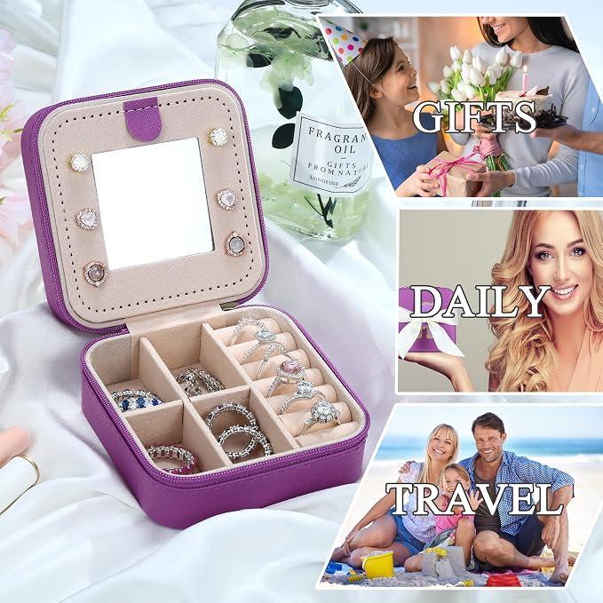 Parima Women's Fashion Jewelry Case Organizer | Small Purple Jewelry Box - Letter A - Image 6