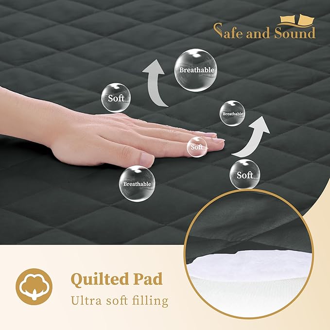 Quilted Fitted Cal King Mattress Pad Cover, Waterproof Mattress Protector, Deep Pocket Elastic Fits Up to 21'', Breathable Soft Alternative Filling Mattress Pad
