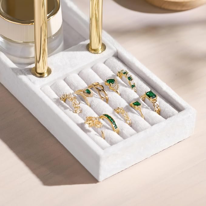 bussdis 2 Tier Bracelet Holder Display - Detachable T Bar White Velvet Bracelet Holder, Jewelry Holder Organizer for Bracelet, Necklace, Earrings, Rings - Image 6