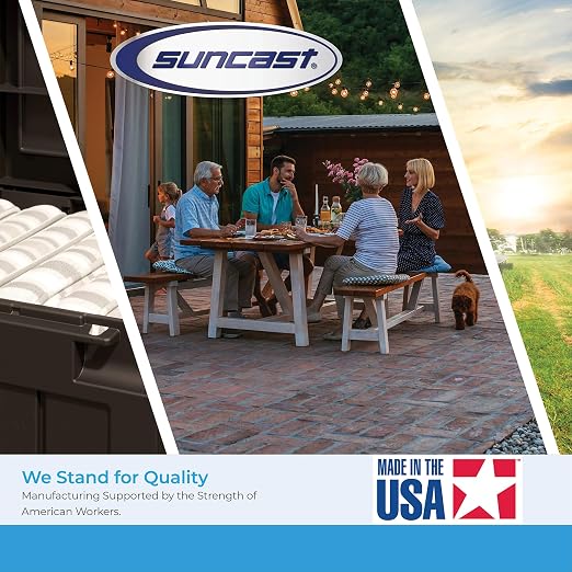 Suncast 5 Pack 33 Gallon Durable Plastic Hideaway Outdoor Garbage Can with Secure Lid & Wicker Design for Home Backyards, Decks, or Patios, Java Brown - Image 10