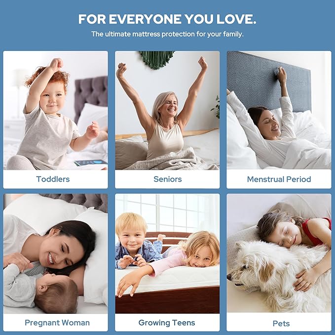 BEDLORE Twin Mattress Protector, Waterproof Noiseless Mattress Cover with Stretchable Pockets for 6-15 inches Mattress, Soft Breathable Mattress Pad Machine Washable (White)