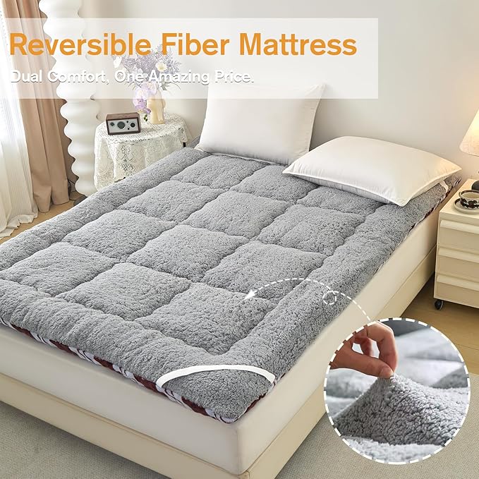 King Mattress Pad 78 x 80 inches, King Size Mattress Cover Warm Thicken Velvet Breathable and Comfortable with 4 Elastic Band, Deep Pocket Stretchable up to 15 inches Washable, Brown Stripes