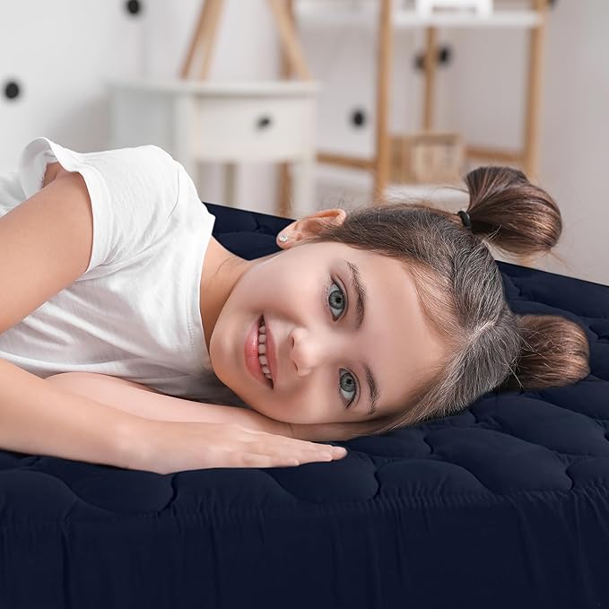 Utopia Bedding Waterproof Mattress Protector, Twin Mattress Pad, Noiseless Quilted Fitted Cover with Deep Pocket Stretches up to 16 Inches (Navy)