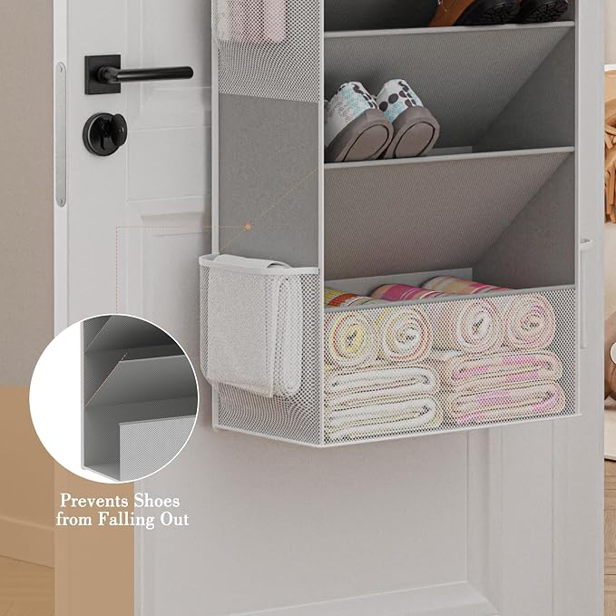 Criusia Shoe Organizer, Over the Door Shoe Organizer, Hanging Closet Shoe Storage with Large Deep Pockets, Fits 16–24 Pairs of Sneakers, Sandals, Boots, Gray - Image 6