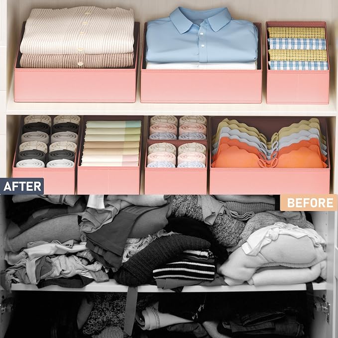DIMJ Drawer Organizer Clothes - 16 Pack Baby Dresser Organizer for Nursery, Foldable Drawer Organizer Bins for Closet Bedroom Organization, Fabric Clothes Storage Dividers for Underwears, Socks, Bras - Image 6