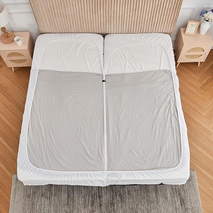 Kingnex Quilted Split Top King Mattress Topper Pad for Adjustable Bed Breathable Fitted Fluffy Pillow Top Mattress Pad Split Top King