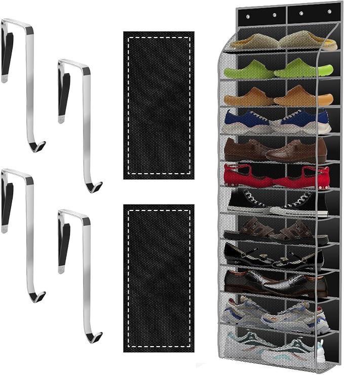 Kotkn Over The Door Shoe Organizer with 12 Large Breathable Pockets - Durable Hanging Storage for the Entire Family's Shoes (Black) by Unknown