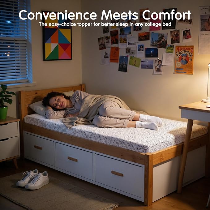 Hokway 3 Inch Memory Foam Mattress Topper with Mosaic Cover Memory Foam Twin Mattress Pad Bed Topper Ventilated High Density Pad, CertiPUR-US Certified