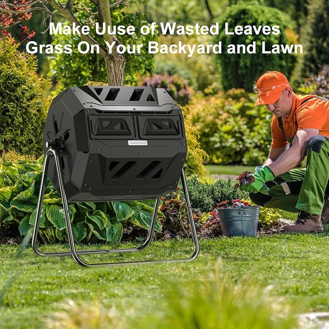 Compost Tumbler Bin Composter Dual Chamber 43 Gallon (Bundled with Pearson's Gardening Gloves) - Image 5