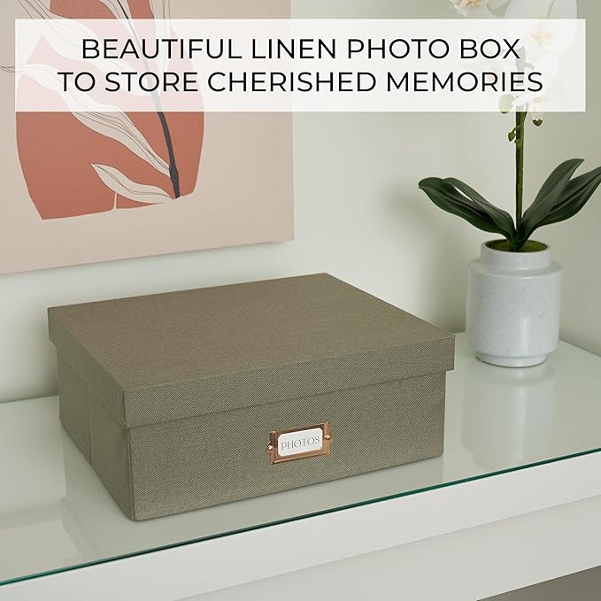 ZICOTO Decorative Photo Storage Box - Sturdy Linen Photo Organizer with Dividers is Perfect to Store Up to 1700 Pictures and 4x6 Photos - Portable Scrapbook Storage Containers with Lid - Image 7