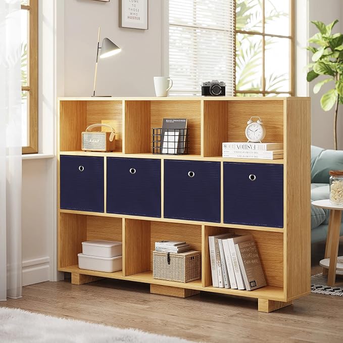 Black Foldable Storage Cubes Bins ,11 Inch Cloth Storage Cube Fabric Storage Box Cubes Organizer Baskets with Handles for Home Organizer Set of 3 (Navy Blue) - Image 5