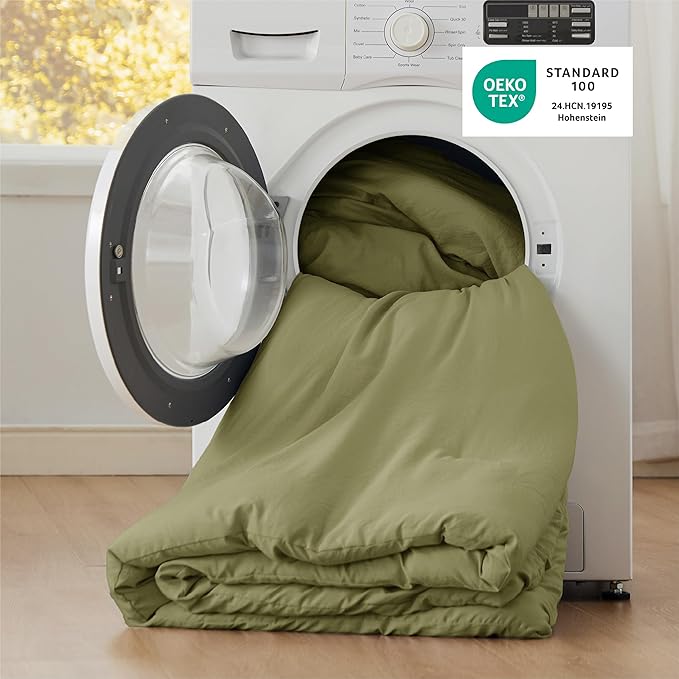Bedsure King Comforter Set, Olive Green Soft Prewashed Bedding for All Seasons, 3 Pieces GentleSoft™ Bed Set, 1 Lightweight Comforter (104"x90") and 2 Pillowcases (20"x36")