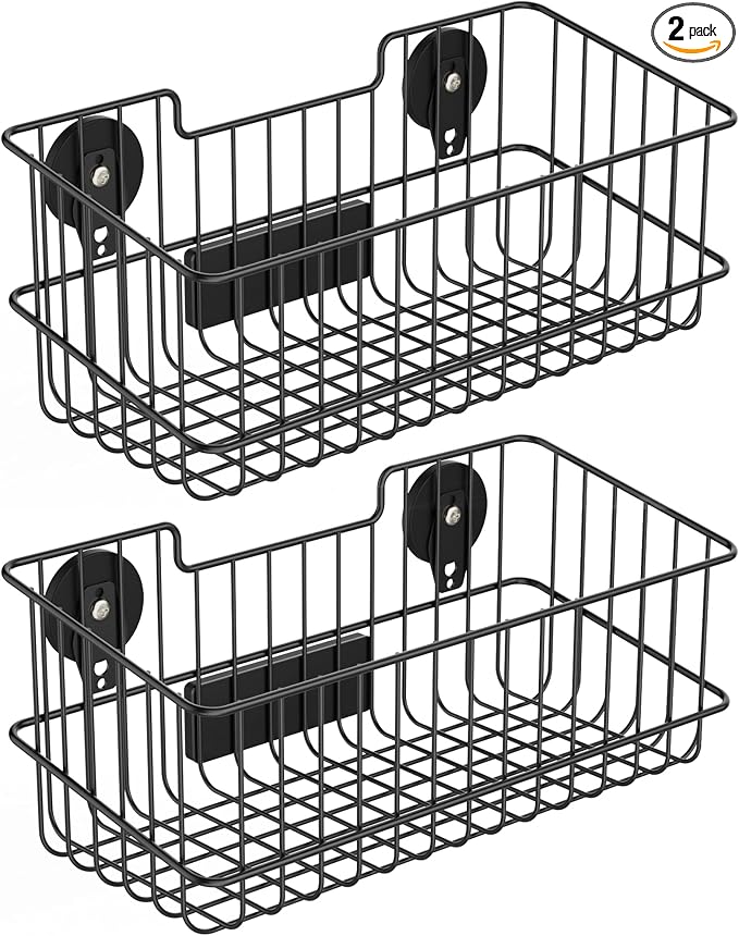 ULIBERMAGNET Magnetic Baskets, Large Capacity Metal Wire Mesh Basket Holder Organizer for Sundry Tool Storage, Magnetic Shelf for Garage, Laundry, Kitchen, Workshop, Cabinet(2 Pack) by ULIBERMAGNET