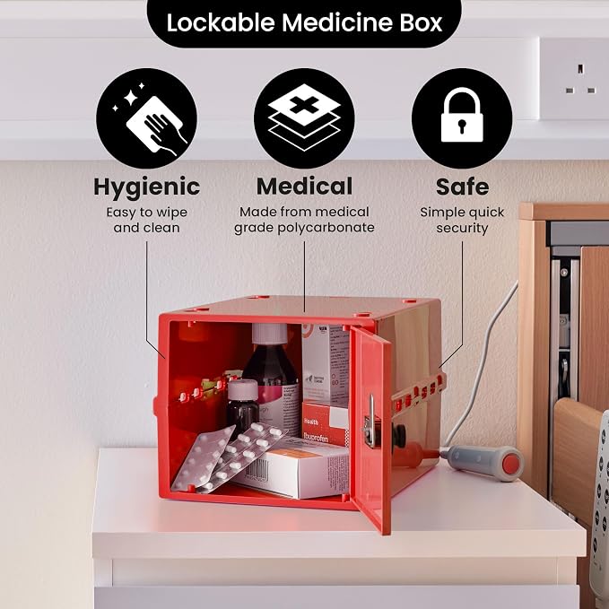 Lockabox One™ | Premium Medicine Lock Box | Medium Medication Lock Box With Code For Medicines, Vitamins & Supplements | External Size 12 x 8 x 6.6 inches (Medi Red) - Image 6