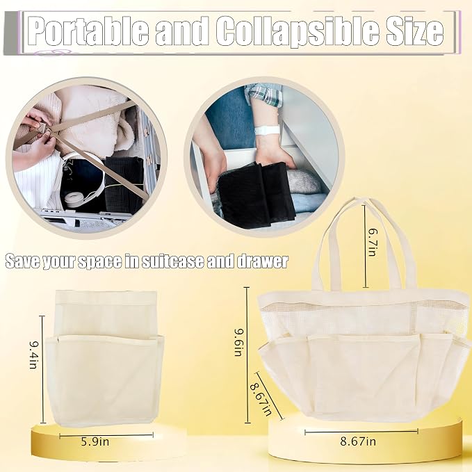 Attmu Mesh Shower Caddy Portable, Quick Dry Hanging Shower Tote Bag for College Dorm Room Essentials, Large Capacity Caddy Dorm for Bathroom Gym Swimming - Image 4