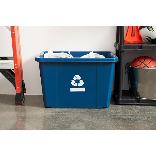 Gracious Living Medium Curbside Blue Box, Plastic 17 Gallon/64 Litre Home Trash Can Refuse and Recycling Bin Container with Built-in Handles (12 Pack) - Image 5