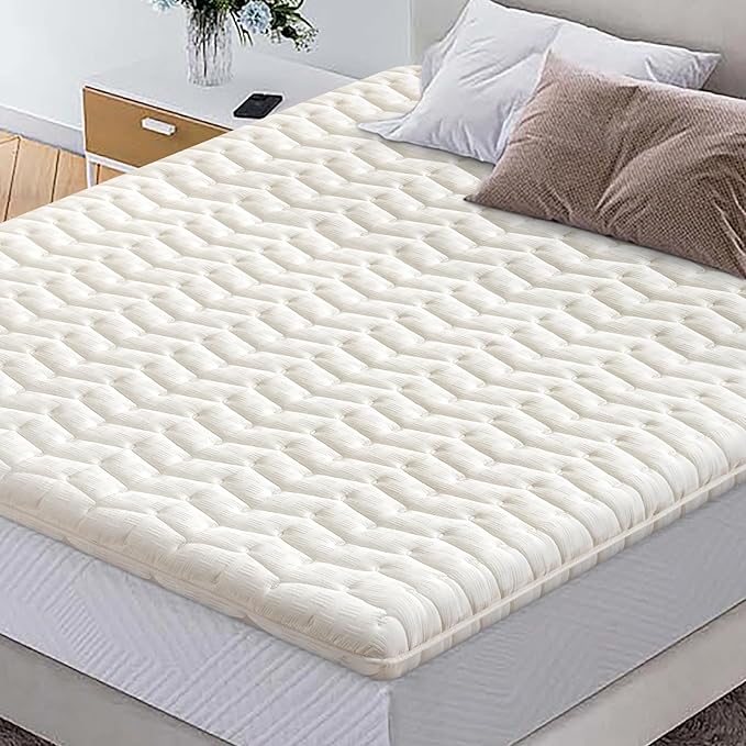 Premium High-Density Foam Mattress Topper Twin XL Size (39"x80") White, Thick & Firm Support, Breathable & Hypoallergenic for Back Pain Relief & Pressure Relief, Bed Topper