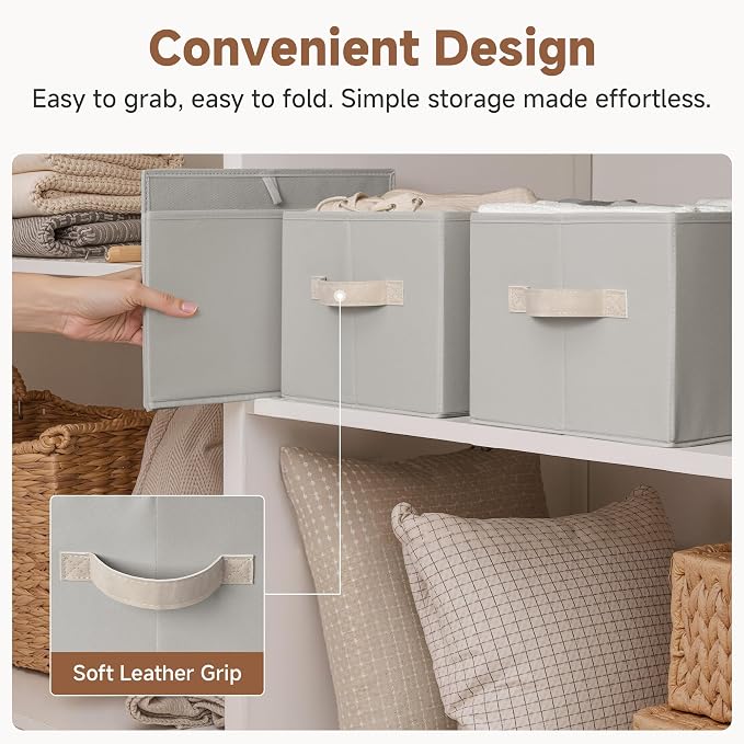StorageWorks Storage Baskets for Shelves, Fabric Storage Bins, Closet Organization and Storage Baskets, Organizer Bins for Clothes, Light Gray, Large, 3-Pack - Image 6