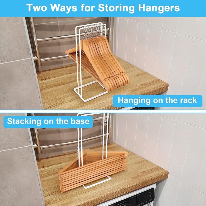 Hanger Holder Stand Clothes Hanger Organizer for Home Organization, Hangers Stackers RV Rack Stand Caddy for Velvet Felt Plastic Coat Hangers Adult Kids Pant Hangars Dorm Room Essentials, 2 Pack White - Image 2