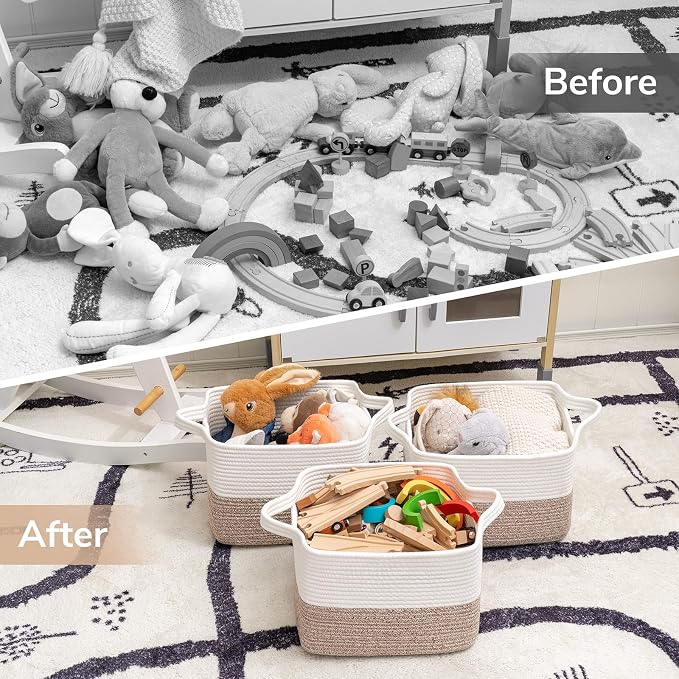 Goodpick Cube Storage Bins - Shelf Baskets for Toys Storage, Closet Storage Bins for Towel Book Clothes, Woven Basket for Shelves Baby Laundry Basket, 13''x10''x9'' - Image 7