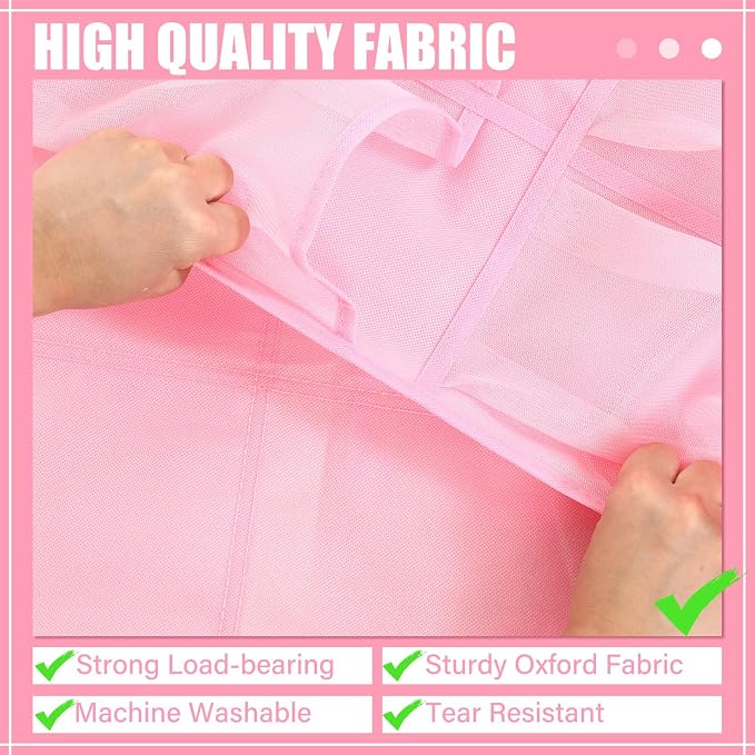 Windyun 40 Over the Door Shoe Organizer Large Breathable Mesh Pockets Pink Hanging Shoe Rack for Closet Behind Door Hanger Storage Holder Nonslip Hooks for Women Entryway Bedroom Utility Room - Image 5