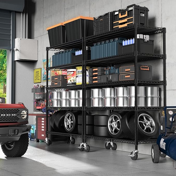 M MZG 53" W Garage Shelving 5 Tier Industrial 2200LBS Metal Shelving Units for Commercial, Basement, Pantry, Warehouse, School, Black Heavy Duty Easy Assembly 53.2" W x 23.6" D x 73.6" H - Image 7