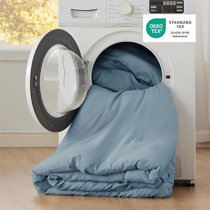 Bedsure Twin/Twin XL Comforter Set, Dusty Blue Soft Prewashed Bedding for All Seasons, 2 Pieces GentleSoft™ Bed Set, 1 Lightweight Comforter (68"x88") and 1 Pillowcase (20"x26")
