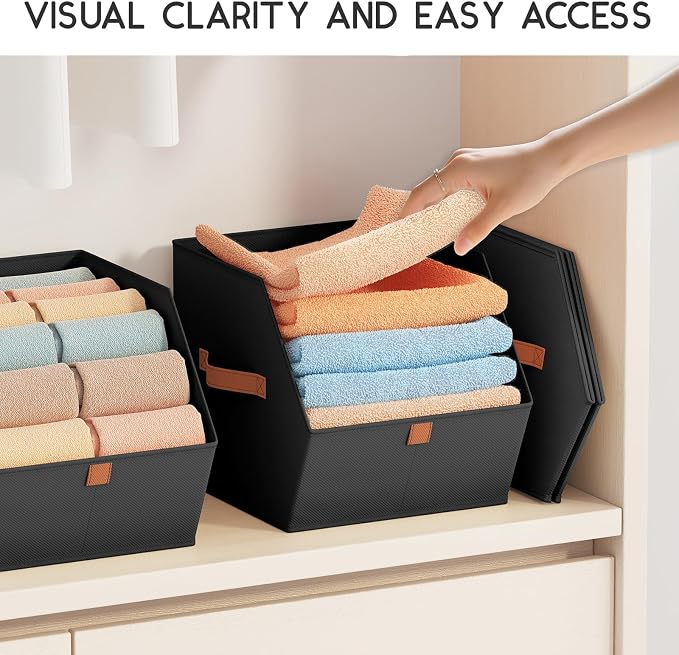 Homsorout Fabric Closet Storage Cubes - 8 Pack Square Storage Bins with Dual Handles for Clothes, Towels, Toys, Cube Storage Organizers for Bedroom, Nursery, Shelves, Closet, Small Spaces, Black - Image 9