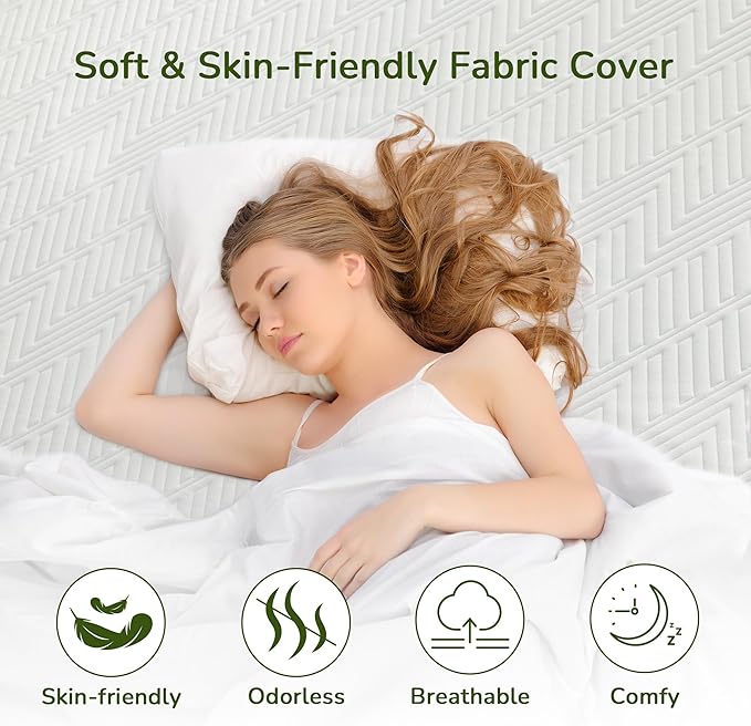 Memory Foam Mattress Topper, 3 inch King Mattress Topper with Removable Soft Cover, Bed Topper for Dorm, Travel, Guest Mat, Non-Slip Design & Pressure Relief Back Pain, White