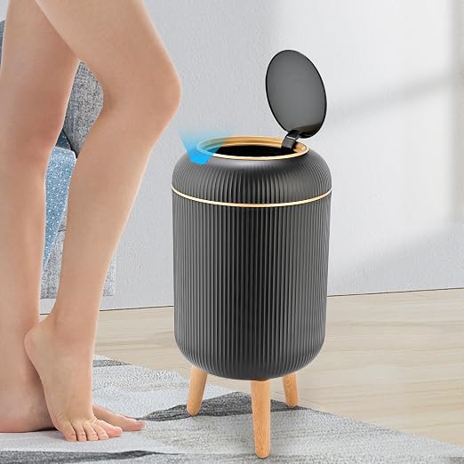Pukomc Smart Sensor Wastebasket, Convenient and Hygienic Easy to Use, Technology Sensor Waterproof Wastebasket Plastic Trash can for Kitchen, Bathroom, Bedroom, Living Room, Office and Outdoor Black - Image 3