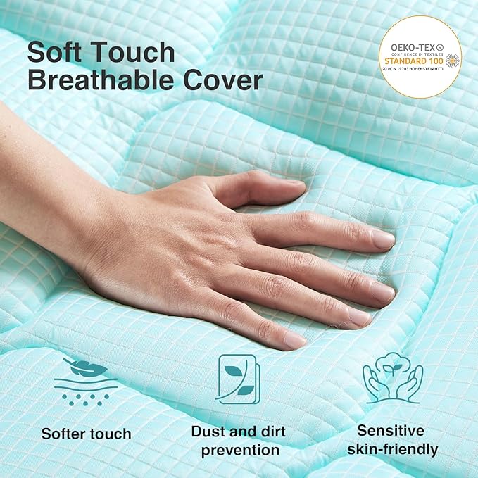 Novilla Cooling Mattress Topper King Size,Mattress Pad with Deep Pocket for 8-21" Mattress,Soft Mattress Cover for Back Pain Relief,3D+7D Down Alternative Bed Topper for Hot Sleepers
