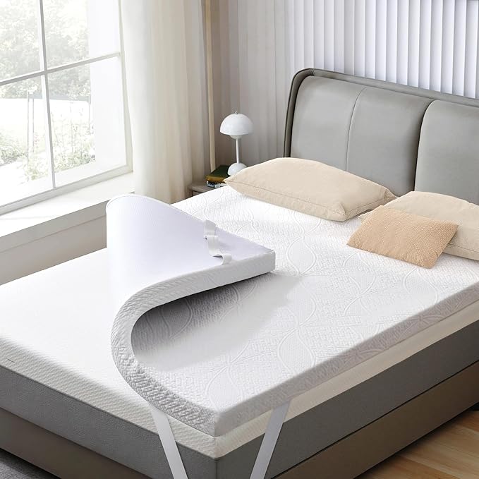 SINWEEK 3 Inch Gel Memory Foam Mattress Topper with Cooling Cover Ventilated Soft Mattress Pad, Bed Topper, CertiPUR-US Certified, Queen Size