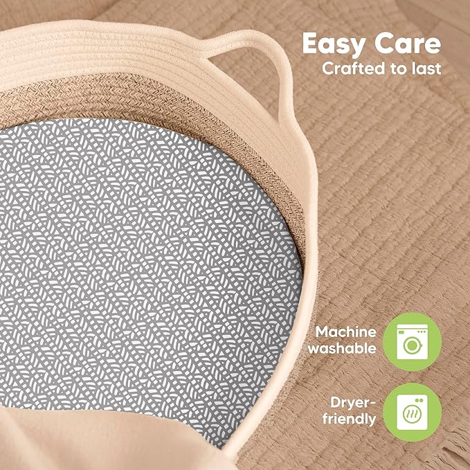 2-Pack Baby Bassinet Sheets Girl, Boy - 33x17 Viscose Derived from Bamboo Bedside Mattress Fitted Bassinet Sheets, Compatible with Halo Bassinest Swivel Sleeper, Baby Delight, Graco (Nordic)