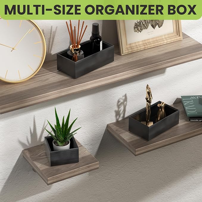 Bamboo Drawer Organizer Set, 5 PCS Multi-use Varied Sizes Junk Drawer Organizer Kitchen Storage Box for Office, Home, Bedroom, Bathroom, Black - Image 7