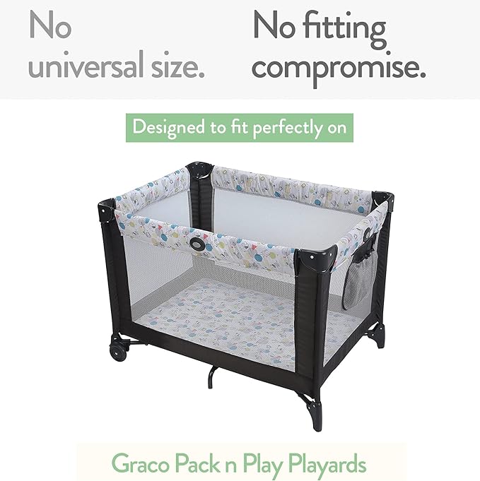 Joey + Joan Waterproof Pack and Play Mattress Pad Protector Cover – Compatible with Graco Pack n Play – 2 Pack Quilted Playard Sheets of Viscose Made from Bamboo – 27" x 39"