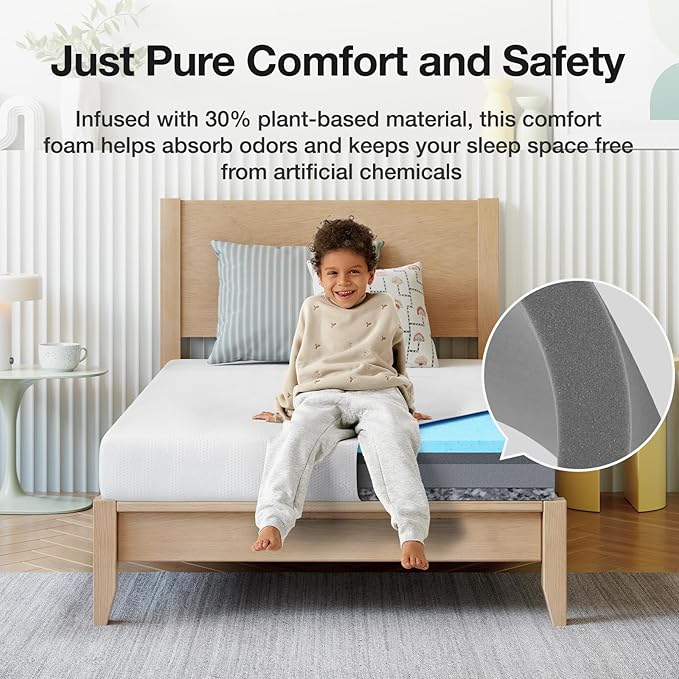 Novilla Twin Mattress for Kids, 5 Inch Twin Bed Mattresses in a Box, Gel Memory Foam Mattresses for Cooling Night Sleep, Pressure Relief, CertiPUR-US Certified, White