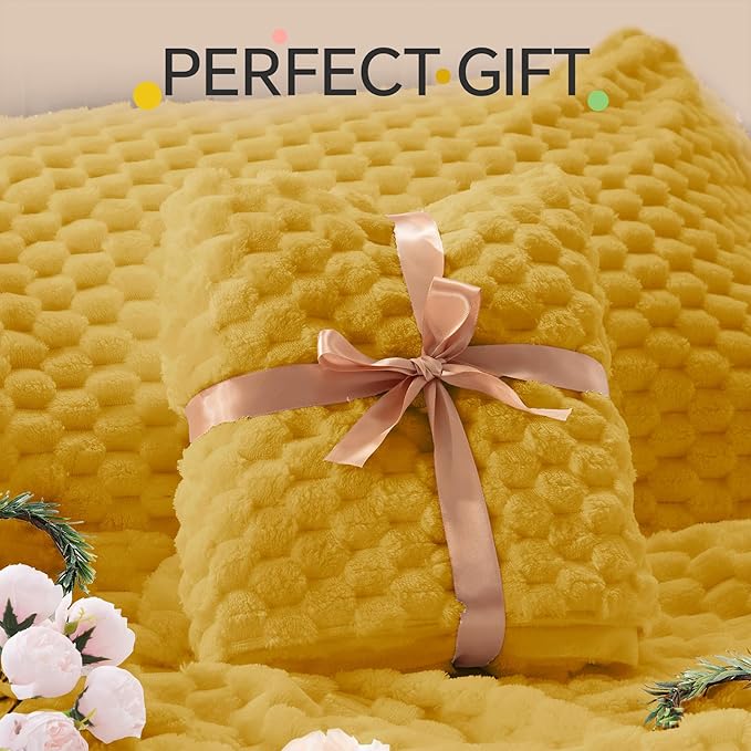 BEDELITE Fluffy Twin Comforter Set - Yellow Fleece Soft Comforter for Twin Size Bed, Luxury Warm Bedding Set for Winter, Fuzzy Bed Set 2 Pieces (1 Comforter, 1 Pillowcase)