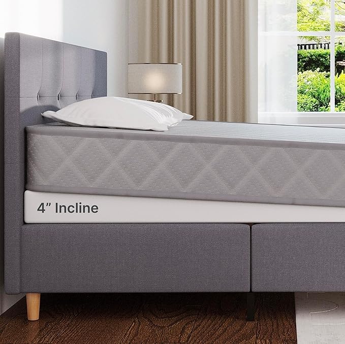 Mattress Wedge, 4-Inch Inclined Bed Wedge Mattress Topper, Twin Size