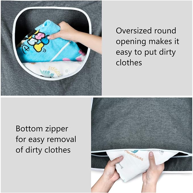 XL Hanging Laundry Hamper, Over the Door Laundry Hamper and Baskets, Wide Opening Hanging Laundry Bag, Hanging Hamper for Bathroom,Dorm,Laundry Room,Camper,Chrismast Gift(Grey-2Pack) - Image 5