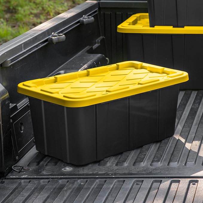 Sterilite 6-Pack Industrial Tote, Plastic Storage Container Bins with Lids, 17 Gallon - Heavy-Duty Organizing Containers for Closet, Bathroom & Office, Stackable Transport Boxes with Secure Handles - Image 5