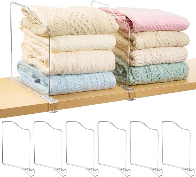 Vtopmart 8 Pack 12in Height Shelf Dividers for Closet Organization, Clear Plastic Closet Shelf Dividers of Upgrade Height for Maximizing Vertical Space Storage, Organizing Sweater, Jeans, Shirts, Bags by Vtopmart