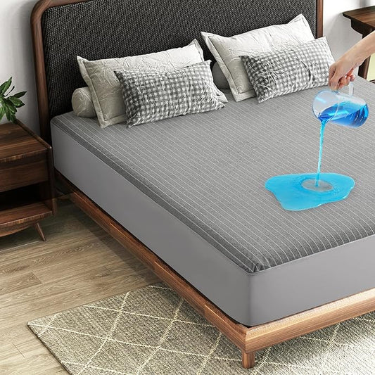 TASTELIFE Waterproof Mattress Protector Twin Size, Premium Breathable Bed Cover with Deep Pocket 6"-18", Noiseless Machine Washable & Vinyle-Free for Home & Hotel (Gray)