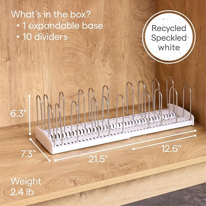 YouCopia StoreMore Expandable Cookware Rack with Tall Steel Wires, 12.5"-22" Wide Adjustable Pan Organizer for Kitchen Cabinet Storage, Premium Edition - Image 6