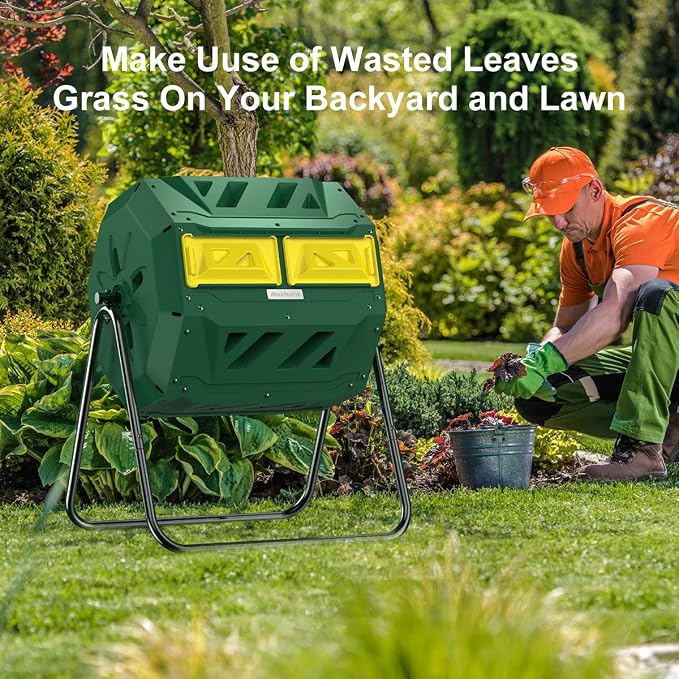 Compost Tumbler Bin Composter Dual Chamber 43 Gallon (Bundled with Pearson's Gardening Gloves) - Image 6