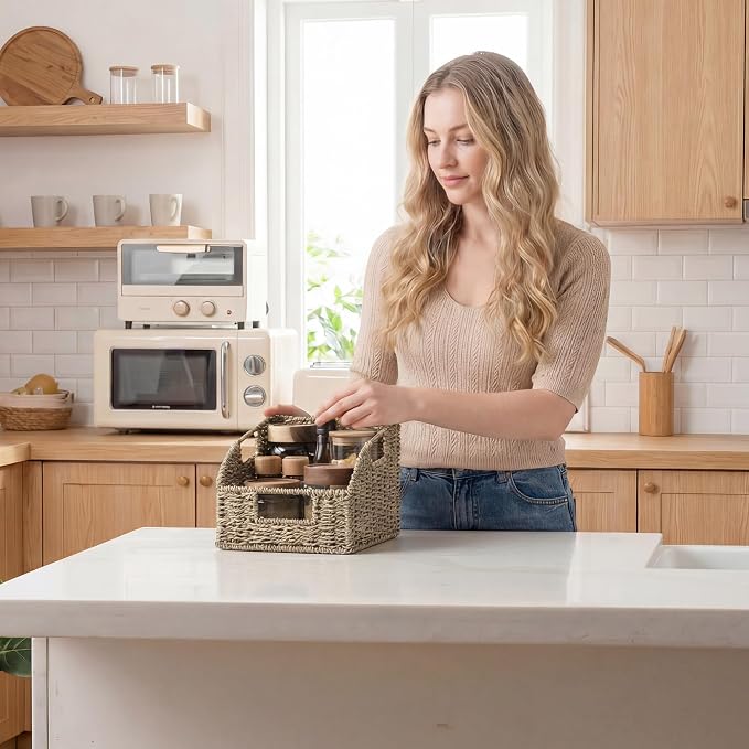 StorageWorks Wicker Baskets for Organizing, Pantry Organizers and Storage, Seagrass Storage Basket for Pantry Shelves, Natural, 2 Pack - Image 6