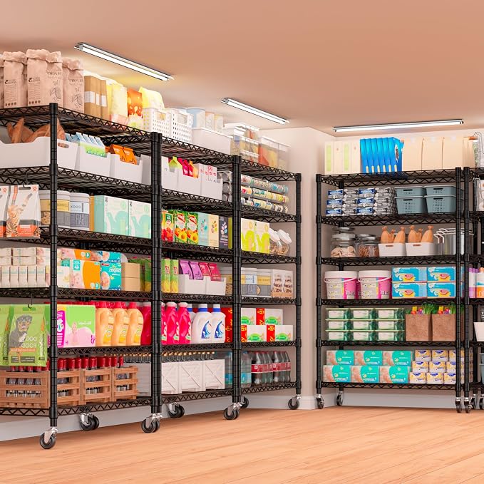 PrimeZone 6 Tier Wire Shelving with Wheels 78''H 1500lbs Storage Shelves NSF Certified Heavy Duty Steel Metal Shelf Adjustable Rolling Rack Kitchen Garage Closet Pantry Laundry 78''HX36''WX18''D 3Pcs - Image 2