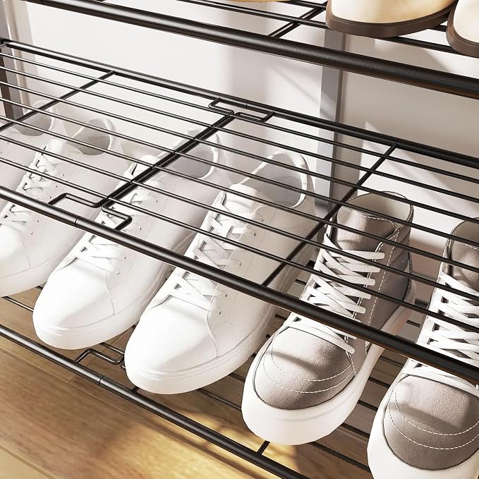 YATINEY 8 Tier Shoe Rack, Shoe Storage Organizer, Large Capacity Shoe Shelf Holds 32 Pairs of Shoes, Sturdy and Stable, for Entryway, Hallway, Closet, Dorm Room, Greige and Black SS08BG - Image 9