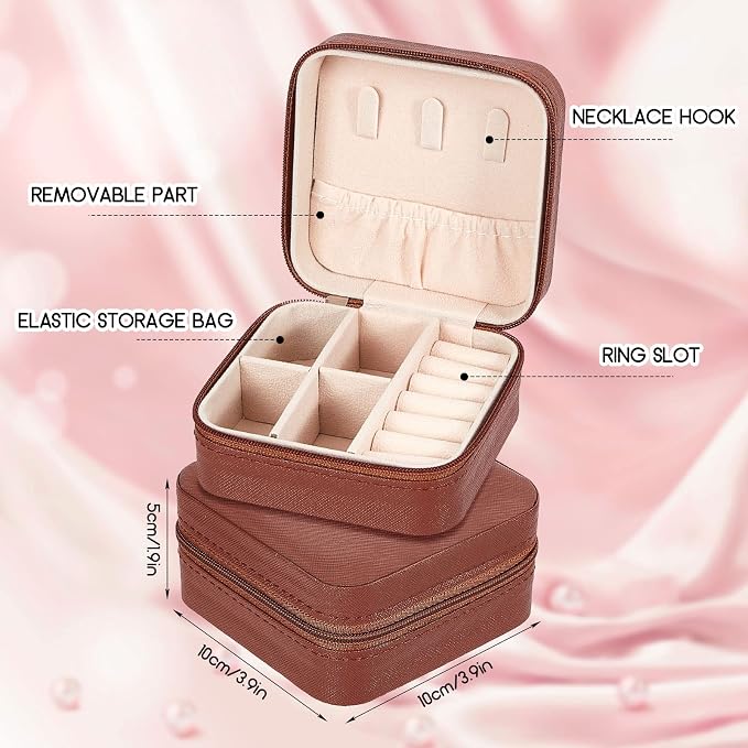 Taiyin Travel Jewelry Case, Bridesmaid Gifts Mini Jewelry Organizer, PU Leather Portable Earring Box for Women Girls - Image 2